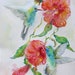 large hummingbirds hibiscus original watercolor painting birds flight flowers garden impressioniism 18 x 24 frame ready