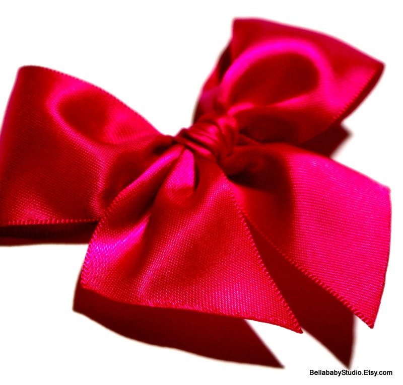 Hot Pink Satin Hair Bow