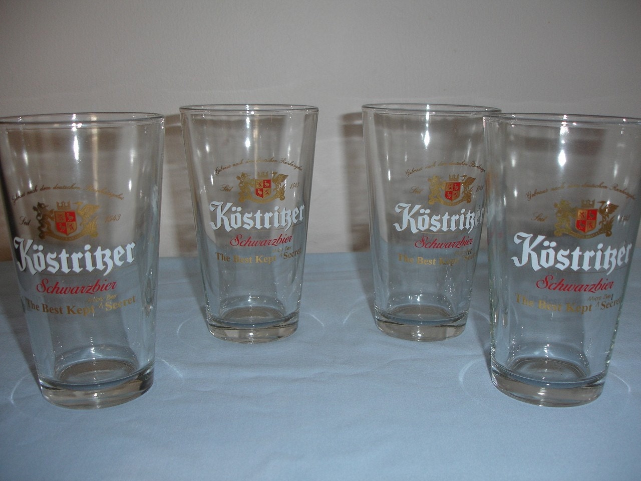 Vintage German Beer Glasses Set of 4 Kostritzer Schwarzbier
