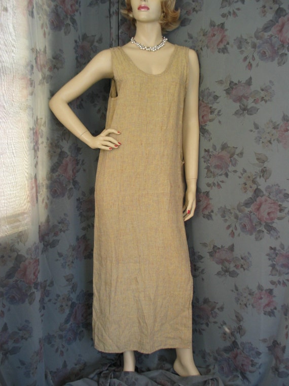 FLAX BY JEANNE ENGELHART LONG LINEN DRESS SIZE S