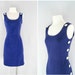 FINAL SALE navy wiggle dress / 90s linen buttoned dress / Deck Hand dress