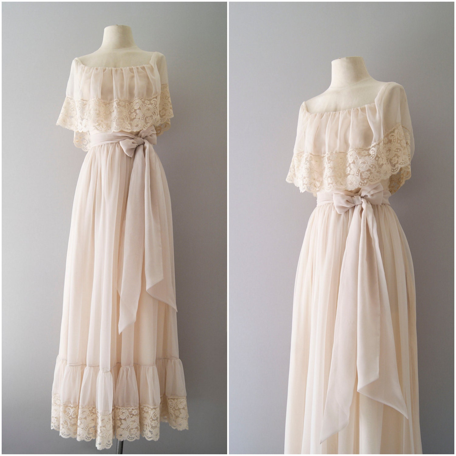 70s wedding dress / 1970s Victor Costa bridal by VacationVintage