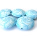 Polymer Clay Beads Swirl Lentil in Baby Blue And White - Set of 5