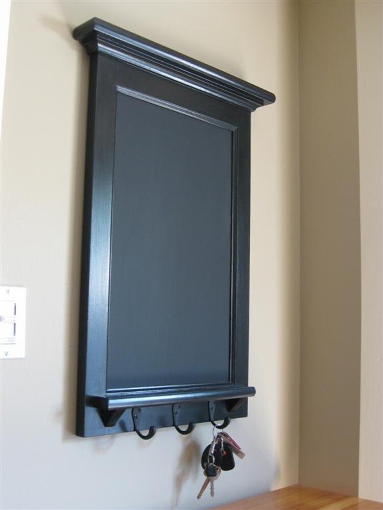 Chalkboard Organizer with Shelf Wood Framed by Rozemake on Etsy