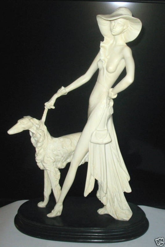 Items similar to Art Deco Statue Figurine Serouya Italy Woman Walking
