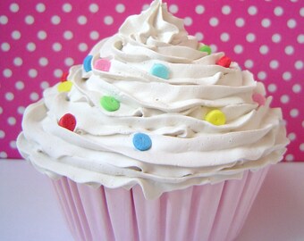 BABY PHOTO PROP cupcake - fake cupcake for photography session shoot props girl first birthday pictures cupcake white icing unique gifts