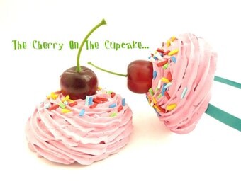Cupcake Headband "The Cherry On The Cupcake" photography prop ,first birthday party hat , tea party hat and for cupcake costume pink icing
