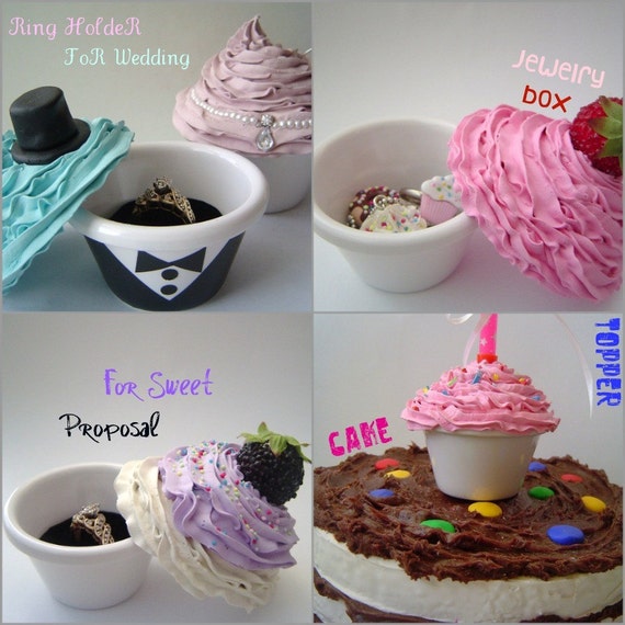 JEWELRY BOX Cupcake fake cupcake or ring holder and cake