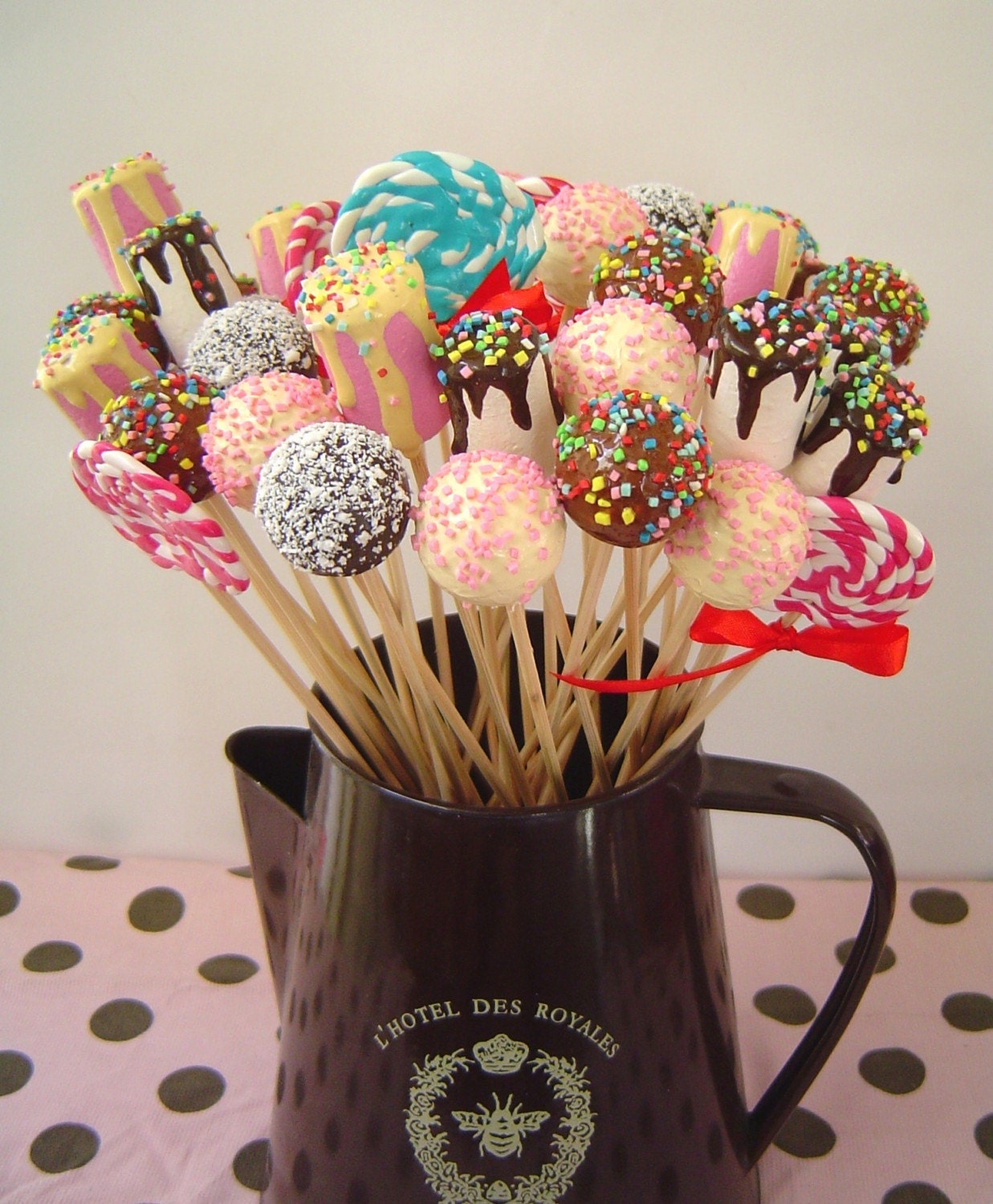 fake Candies Bouquet SET OF 5 colorful candies on a stick