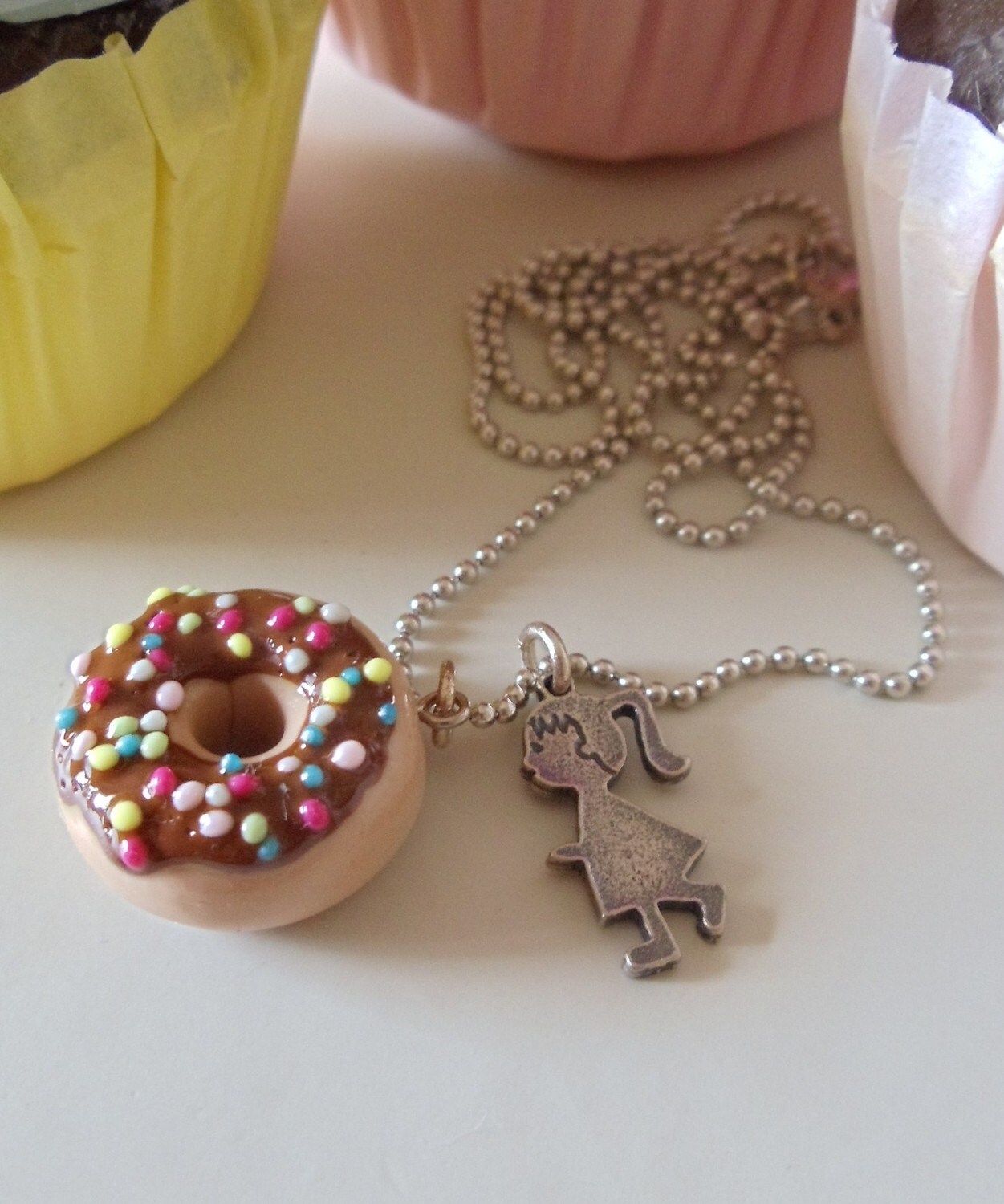 Donuts necklace miniature Polymer Clay doughnut with by shimrita