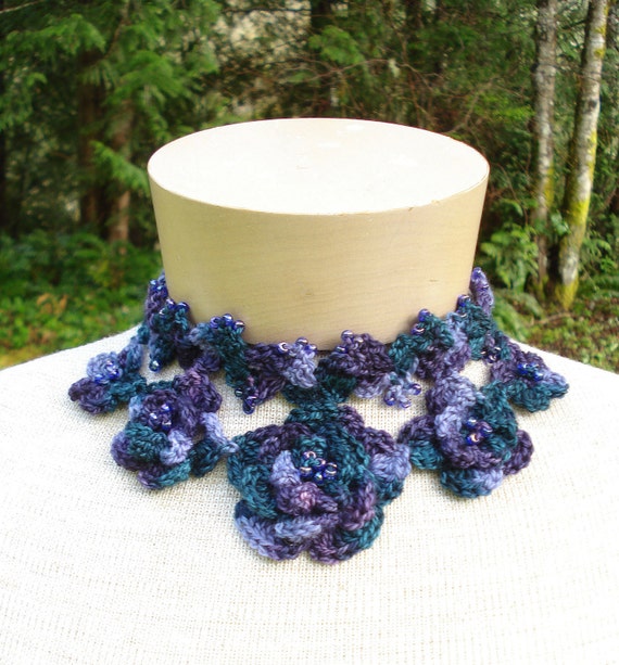 Crochet Pattern PDF - "Flowers" Jewelry Set - PA-140
