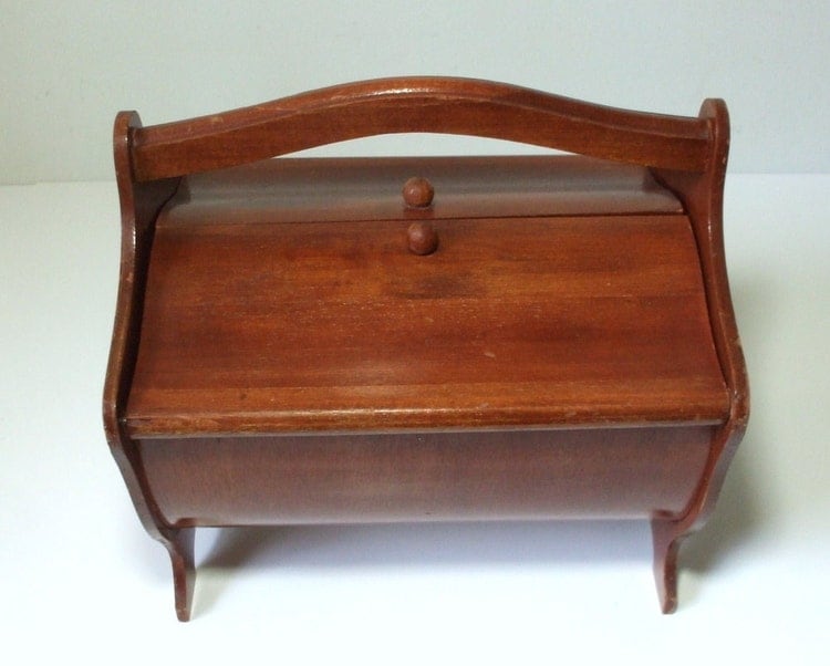 Vintage Wooden Sewing Box by 2BoredBunnies on Etsy