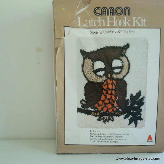 Vintage Owl Latch Hook Rug or Wall Hanging Kit