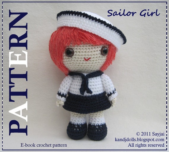 Instant Download PDF Crochet Pattern Sailor Girl -  ENGLISH Instructions