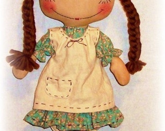 Primitive Doll PATTERN, PDF sewing Pattern, Rag Doll Pattern, Raggedy Ann, Annie