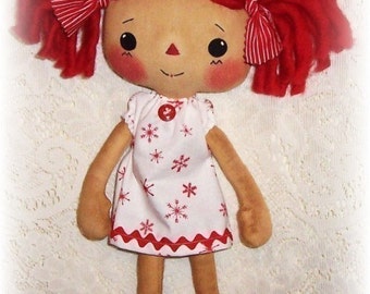 Small doll pattern, Cloth Doll Pattern, PDF sewing pattern, Rag Doll Pattern, Raggedy Ann, primitive annie doll pattern, soft doll pattern