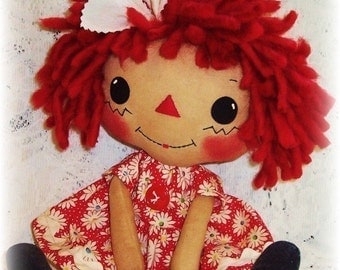 Cloth Doll Pattern, PDF Pattern, Rag Doll Sewing Pattern, primitive doll, raggedy ann, annie Softie, digital download, Instant download