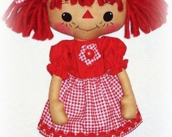 Primitive Doll Pattern, PDF sewing pattern, Raggedy Ann pattern, Annie doll, Rag Doll Pattern, Cloth Doll Pattern