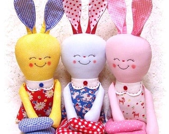 Bunny Rabbit PATTERN, PDF sewing pattern, Softie, Soft Toy, Stuffed Animal, Rag Doll Pattern