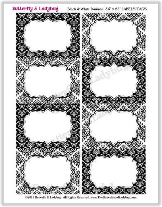 instant download editable printable black white damask