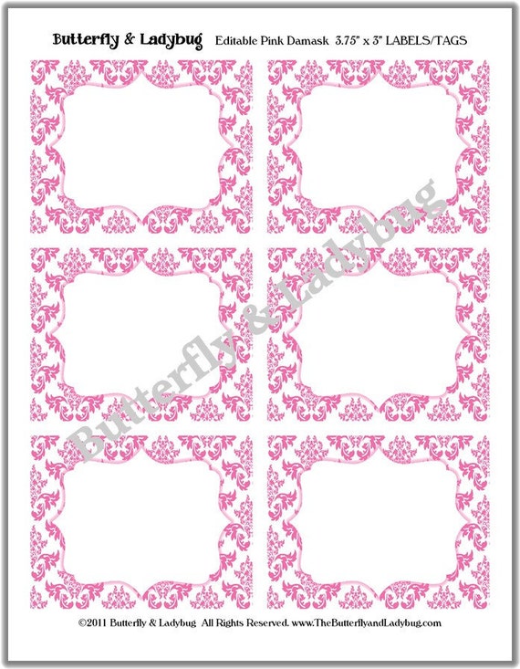 Items similar to INSTANT DOWNLOAD- Printable EDITABLE Pink & White ...