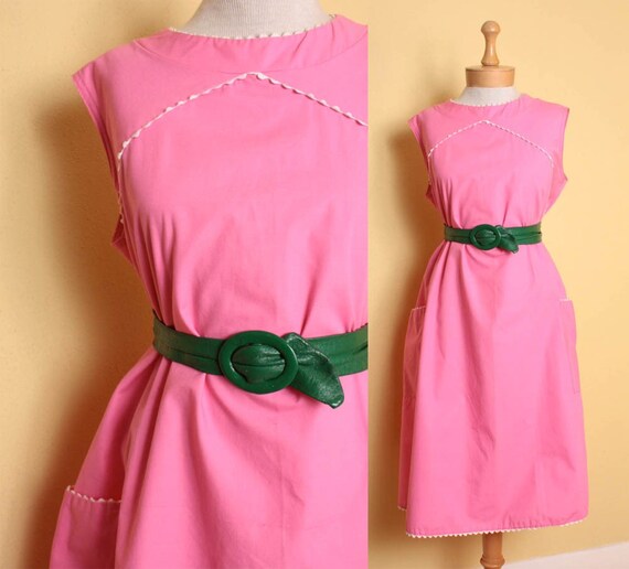 Items similar to Vintage 1960s Plus Size Trapeze Dress in Bright Pink ...