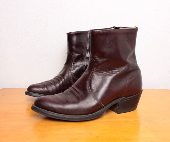 Items similar to Unisex 60s Western Ankle Boots in Oxblood Leather ...
