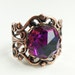 Rainbow Ring Crystal Ring Pink Copper Jewelry Adjustable Ring