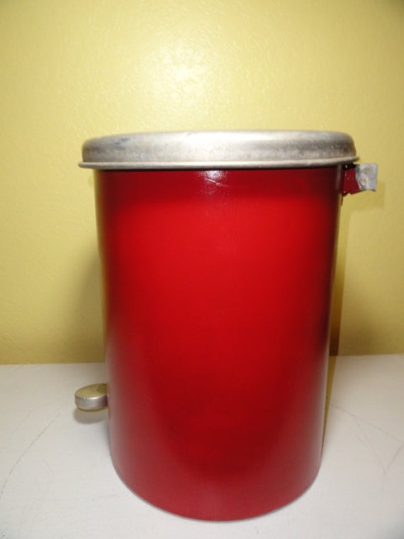 Vintage Red Trash Step Can Pop Up Waste1950s Retro Kitchen