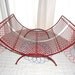 Vintage 1950s Metal Magazine Stand Mid-Century Modern Red Mesh