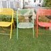Vintage Metal Folding Chair Rustic Garden Green Yellow Orange Shabby Chic