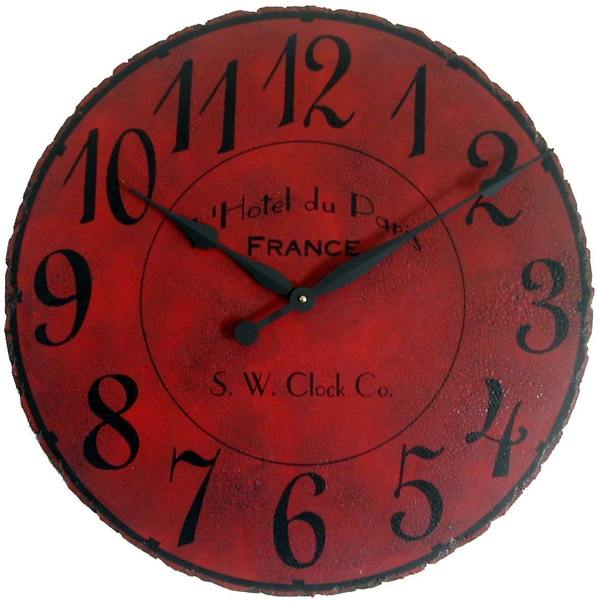30 in Large Wall Clock Paris Hotel Antique Style Red big