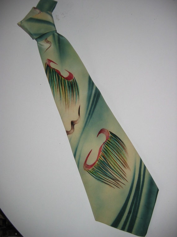 50's Vintage Hand Painted Tie. Hawaiian Originals by by thegroove