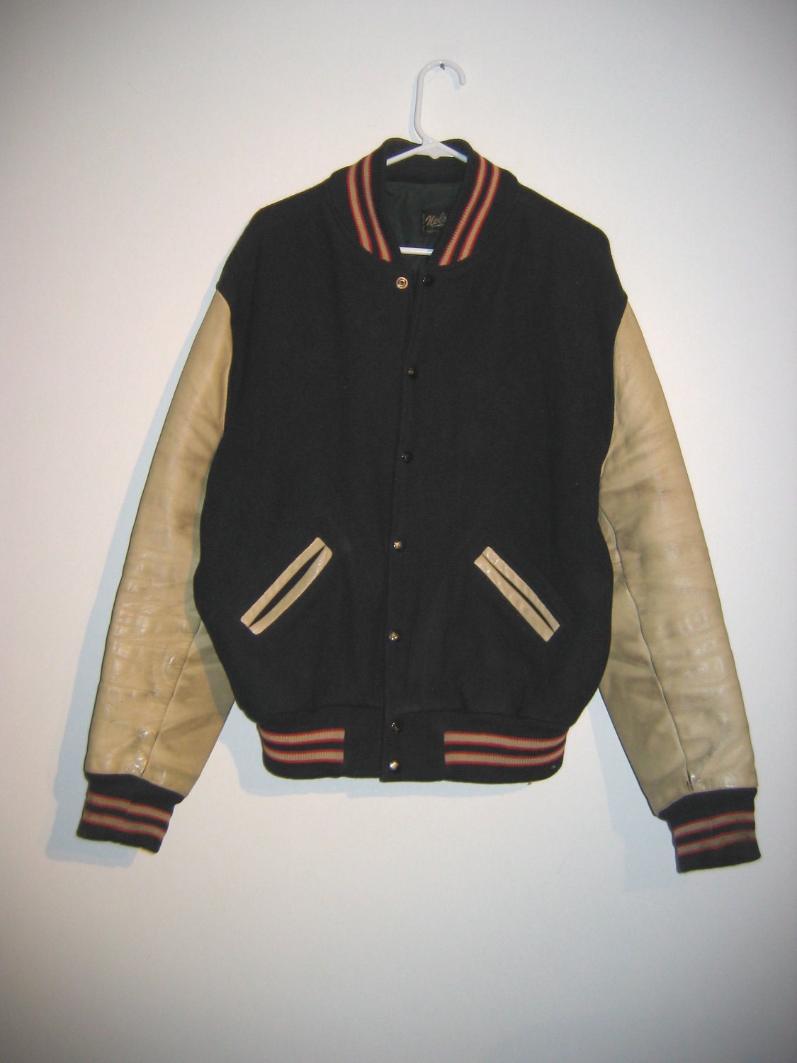 Men's Letterman's Jacket School. Leather Sleeves