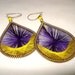Retro String Art Teardrop Coil Earrings Woven with Purple and Yellow FREE SHIPPING USA ON ALL STRING ART EARRINGS