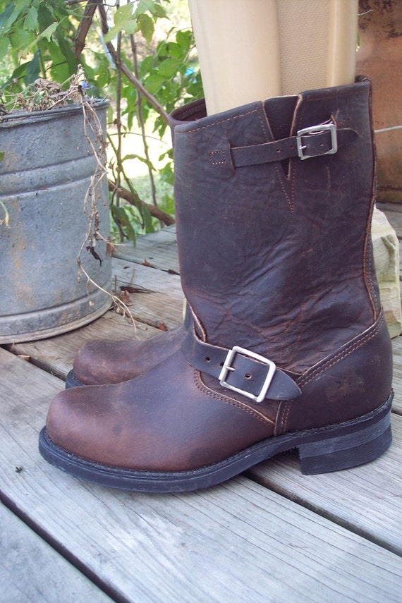 Vintage MOTORCYCLE Boots Mens 8 Womens 9 1/2 SIDE BUCKLE