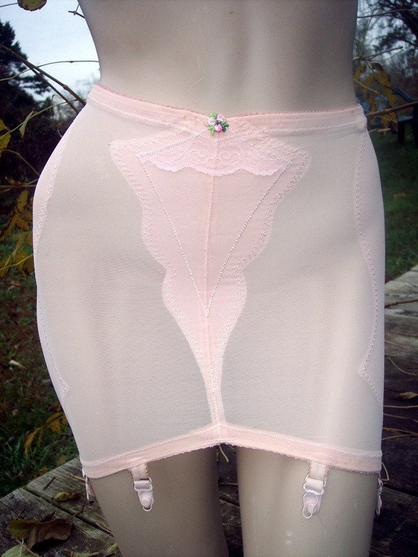 Vintage WARNERS 60s Pretty PINK Panty GIRDLE Garters S