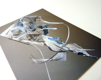 White on White cut paper Sculpture Art Print 8 x 10