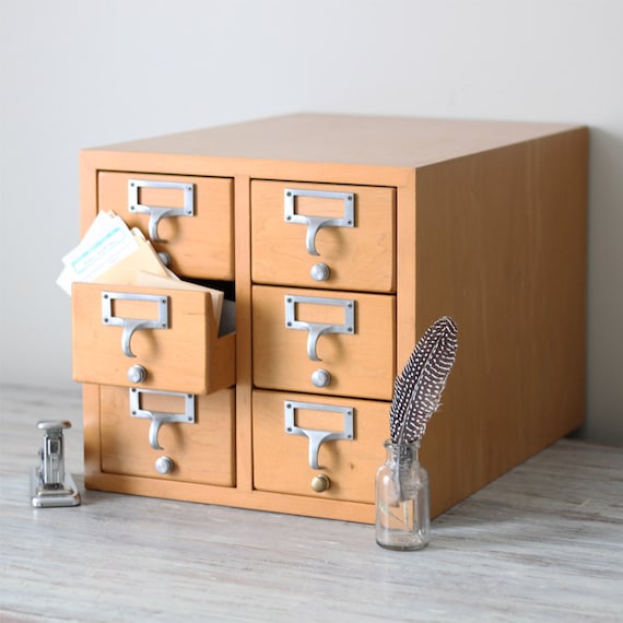 vintage wooden library card file cabinet