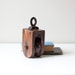 vintage wood block pulley / industrial barn pulley