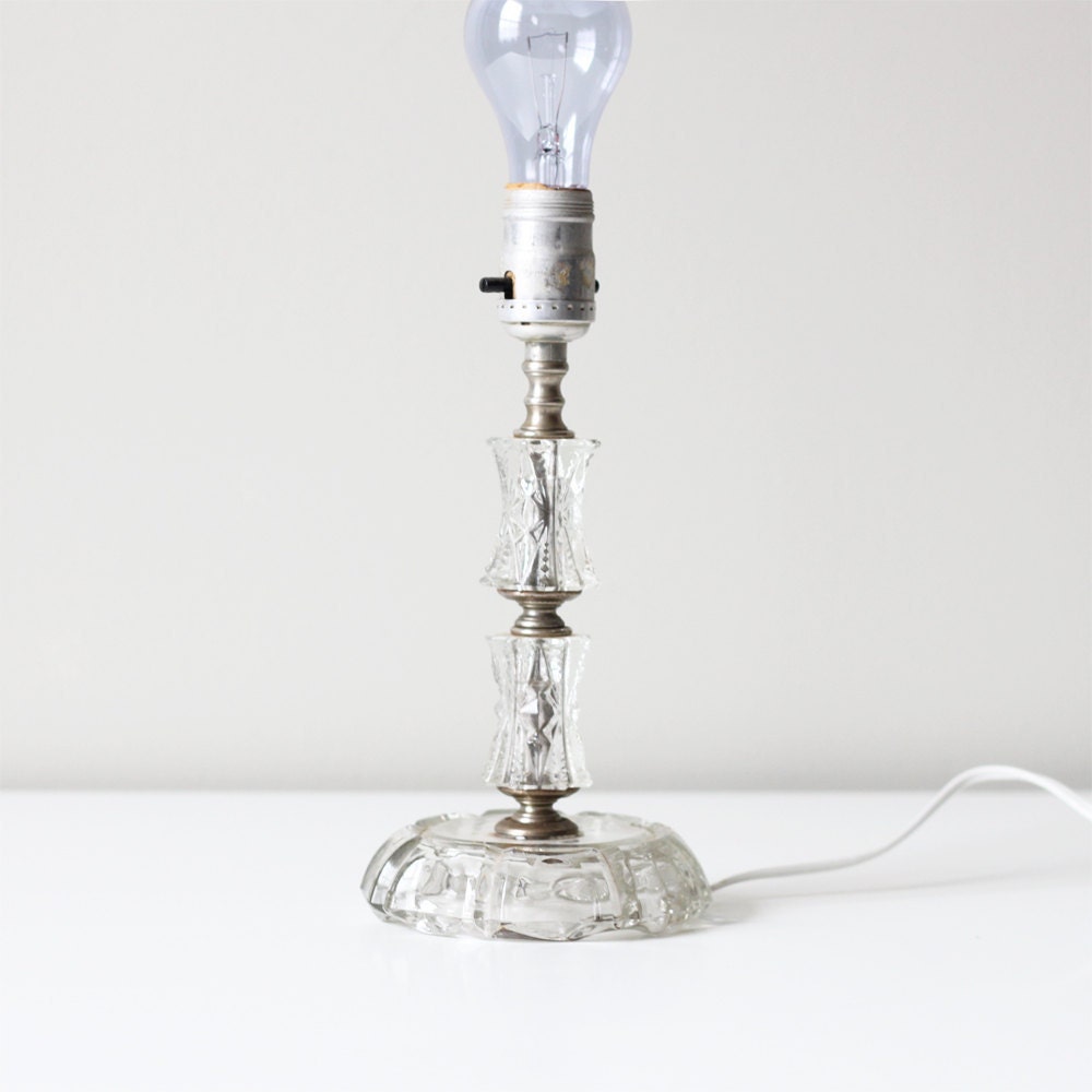 vintage carved glass lamp base