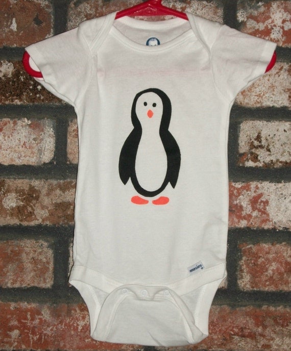 Penguin Baby Onesie Bodysuit size 12 months by Maleaab on Etsy