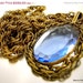 ON SALE Miriam Haskell Blue Glass Pendant Necklace on Rope Chain