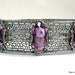 Transitional Art Deco Filigree Bracelet with Purple Glass
