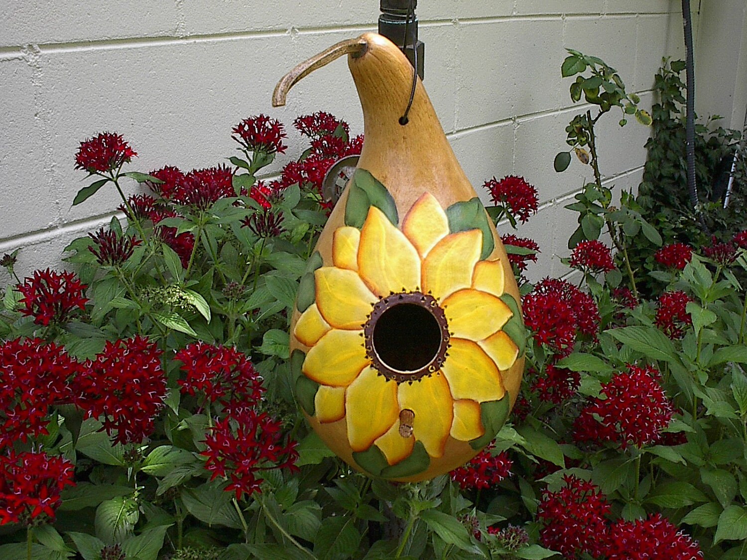Hand Painted Sunflower Gourd Birdhouse by NatsKreations on Etsy