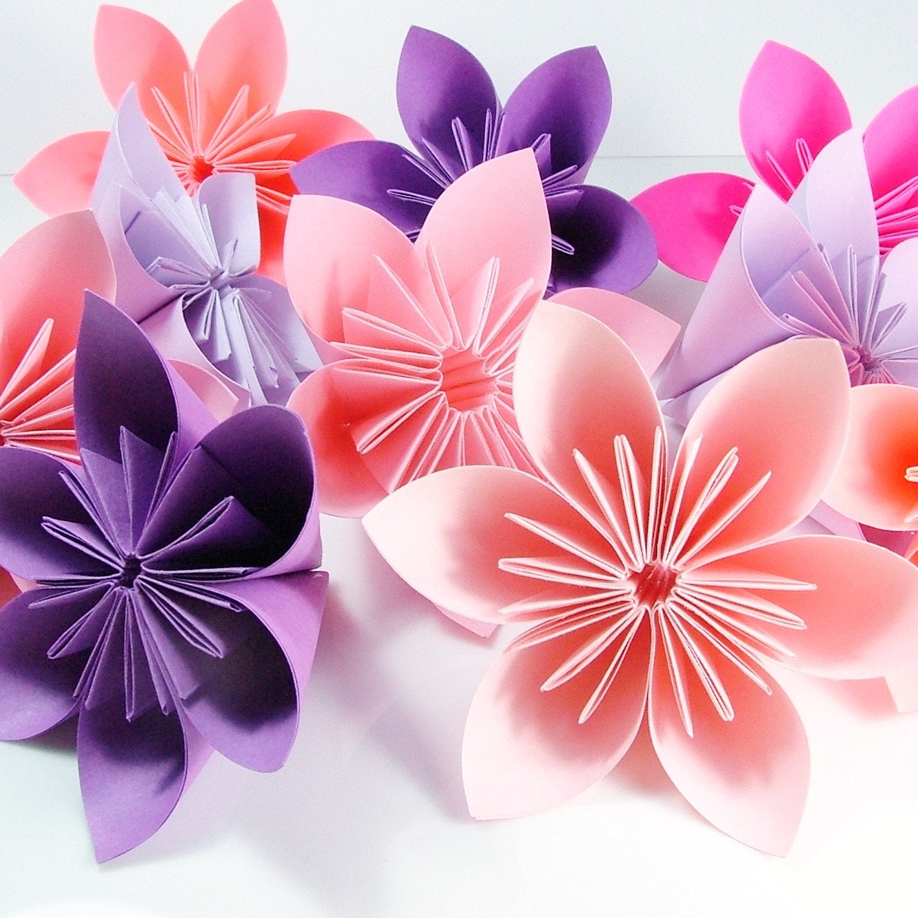 Origami Flowers 20pcs Purple And Pink 9923