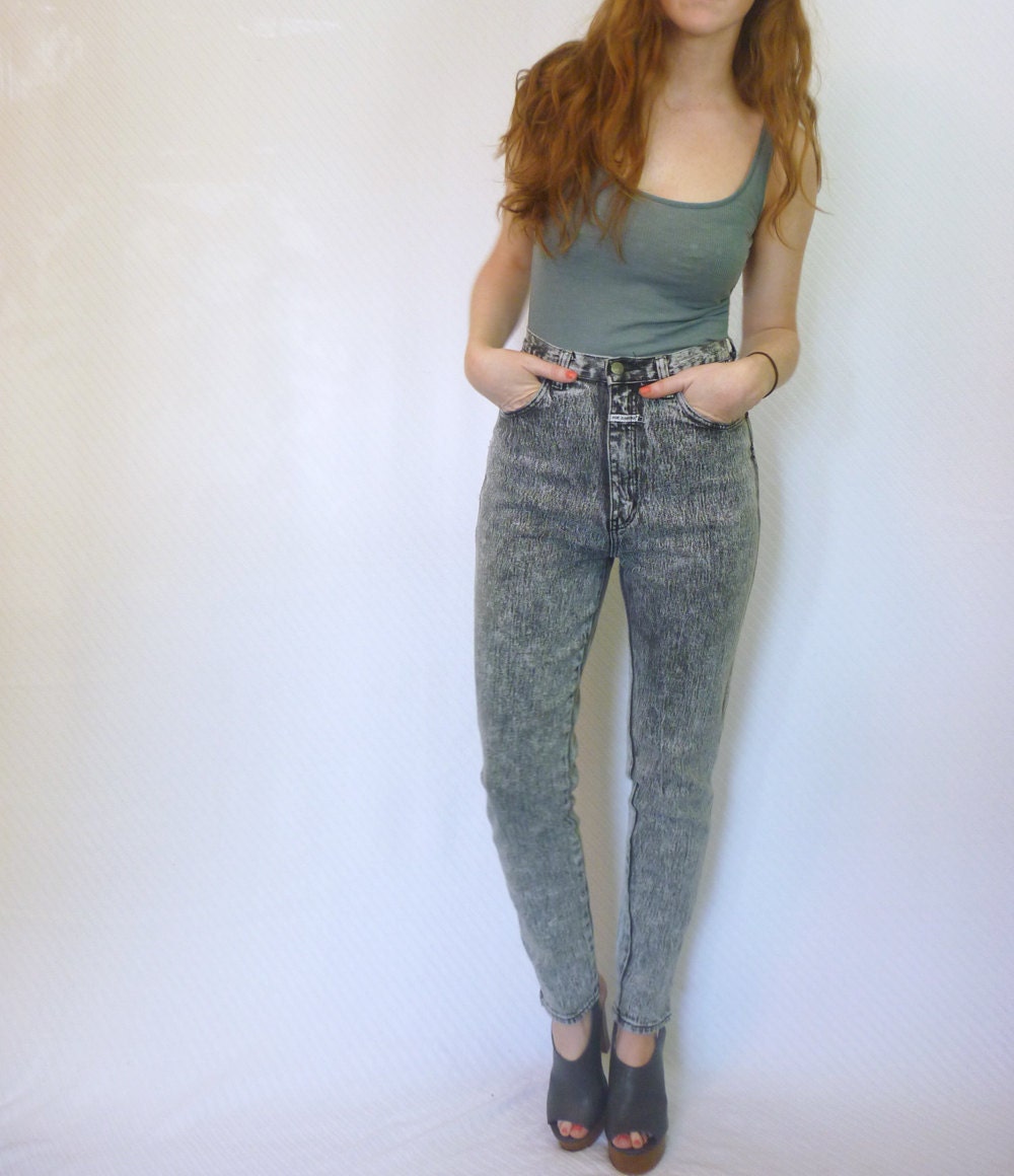 vintage 1990s acid washed grunge jeans / 90s high waisted acid