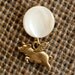 Golden Flying Pig n White Shell Lapel Pin or Tie Tack