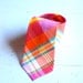 The Beau- men's preppy plaid necktie- orange, teal, and fuchsia