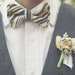 The Beau- grey and yellow preppy stripe double stacked bow tie for boys and men of all ages